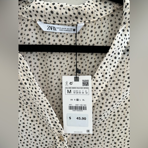ZARA POLKA DOT PRINT SHIRT - Picture 3 of 7